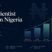A data journalism-style featured graphic for NaijaAI showing an abstract bar chart salary progression in dark navy and emerald, titled "Data Scientist Salary in Nigeria 2026."