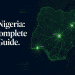 Featured image for NaijaAI's AI in Nigeria 2026 pillar guide — a dark navy editorial graphic showing a glowing emerald map of Nigeria with electric lime data points marking Lagos, Abuja, and Jos, representing Nigeria's artificial intelligence ecosystem, policy landscape, and tech infrastructure.
